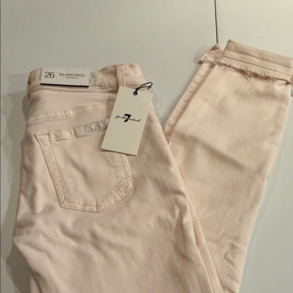 7 For All Mankind Women's Cream Skinny Jeans